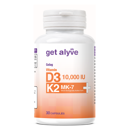 Get Alyve Vitamin D3 (10,000 IU) + K2 (MK7), 30 Ct