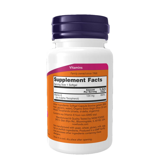 NOW Vitamin E-200 IU with Mixed Tocopherols, 100 Ct