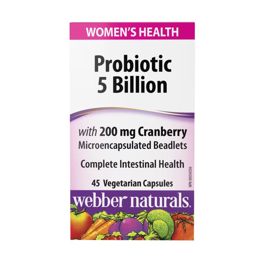Webber Naturals Women's Probiotic 5 Billion with 200 mg Cranberry, 45 Ct