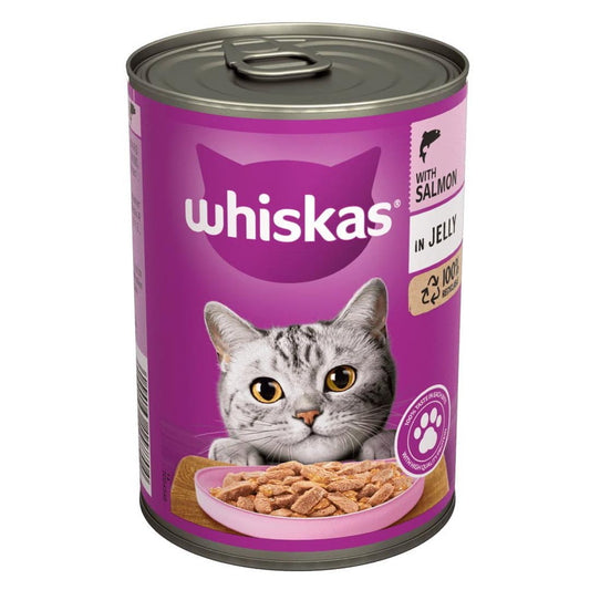 Whiskas Adult Complete Wet Pet Cats Food With Salmon in Jelly, 400g