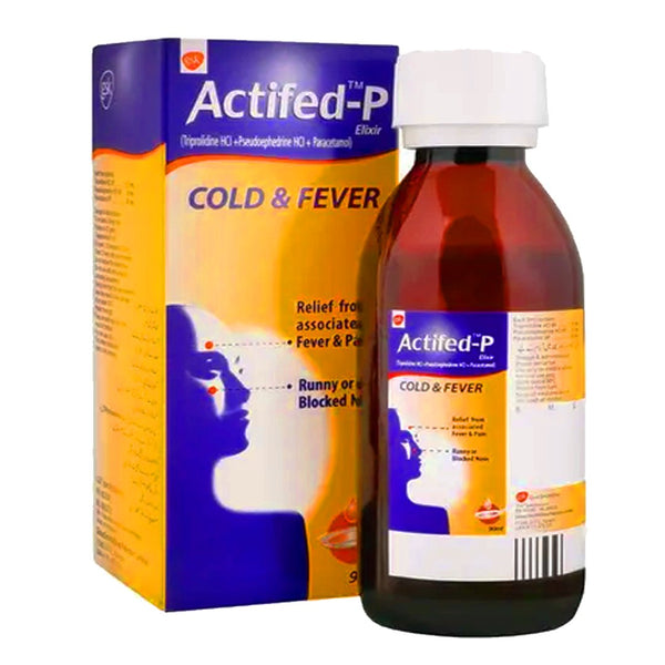 Actifed-P Elixir Syrup, 90ml - GSK - My Vitamin Store