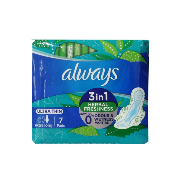 Always 3-in-1 Ultra Thin (Extra Long) Sanitary Pads, 7 Ct - My Vitamin Store