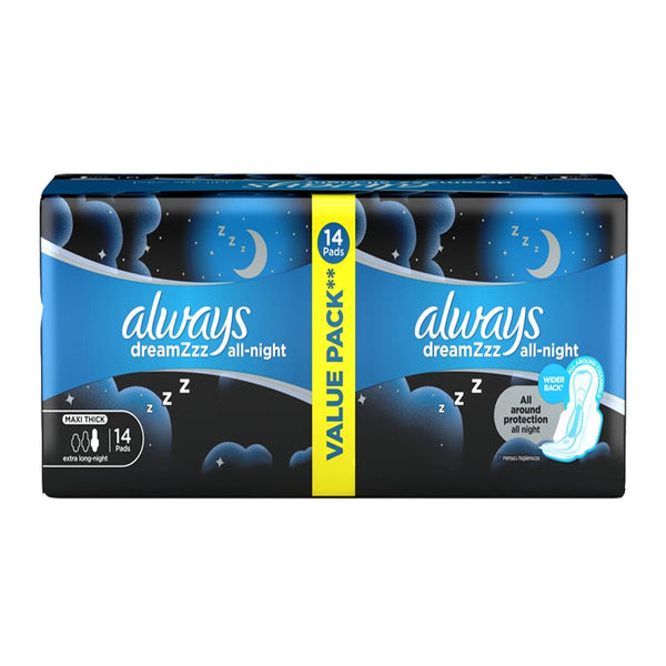 Always Dreamzzz All Night Maxi Thick (Extra Long-Night) Sanitary Pads, 14 Ct - My Vitamin Store