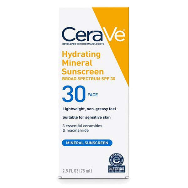 CeraVe Hydrating Mineral Sunscreen SPF 30 Face Lotion, 75ml - My Vitamin Store