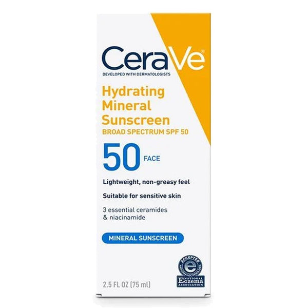 CeraVe Hydrating Mineral Sunscreen SPF 50, 75ml - My Vitamin Store