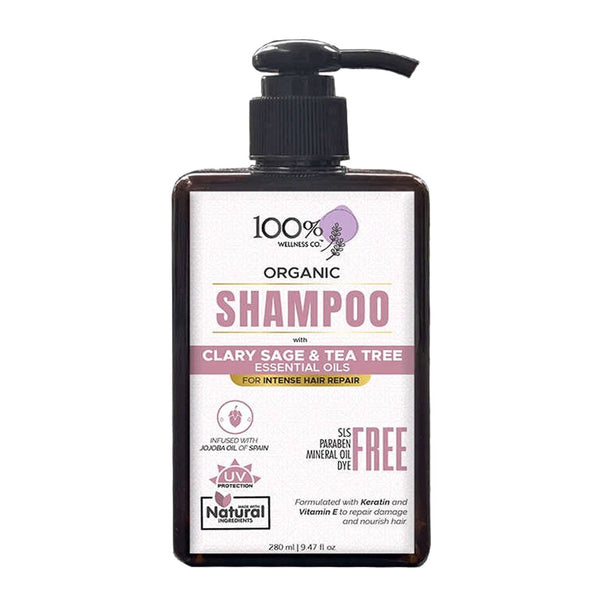 Clary Sage & Tea Tree Shampoo - 100% Wellness Co - My Vitamin Store