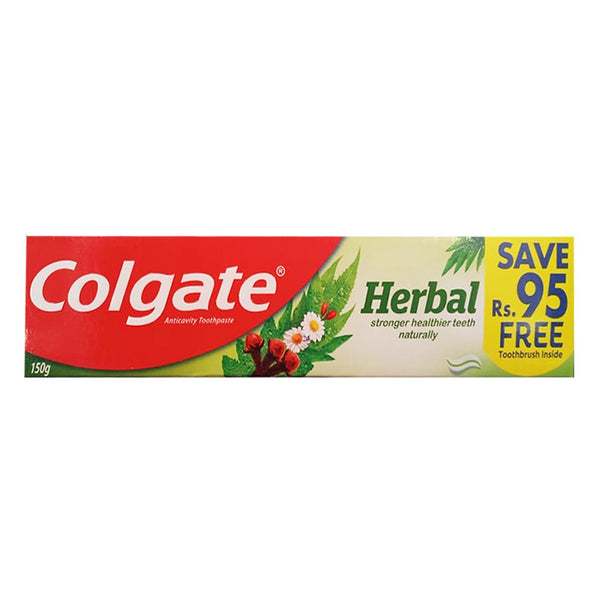 Colgate Herbal Anticavity Toothpaste with Free Toothbruh, 150g - My Vitamin Store