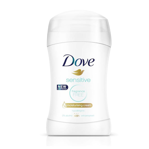 Dove Sensitive Fragrance Free 48H Anti-Perspirant Deodorant Stick, 40g - My Vitamin Store