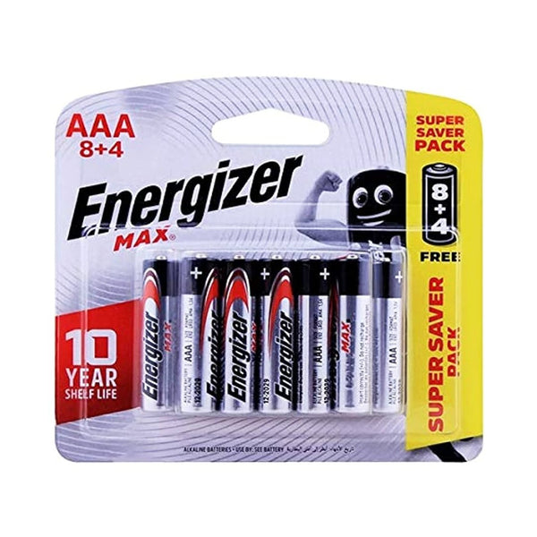 Energizer Max AAA Batteries (8+4), 12 Ct - My Vitamin Store