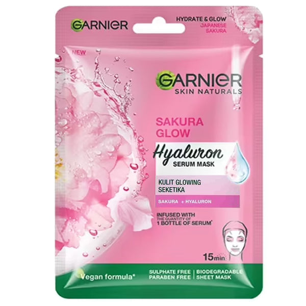 Garnier Sakura Glow Hyaluron Serum Mask - My Vitamin Store