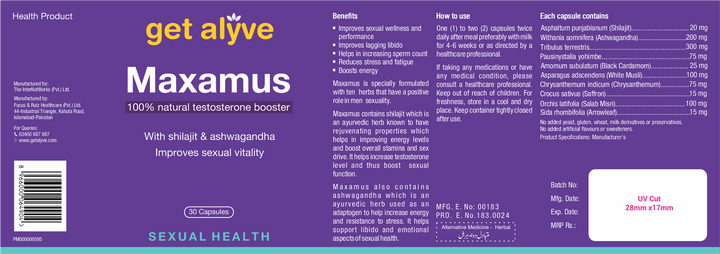 Get Alyve Maxamus for Men, 30 Ct - My Vitamin Store