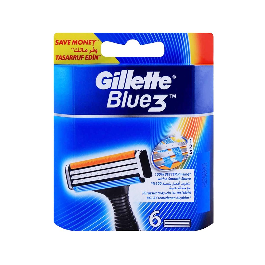 Gillette Blue 3 Razor Blades, 6 Ct - My Vitamin Store