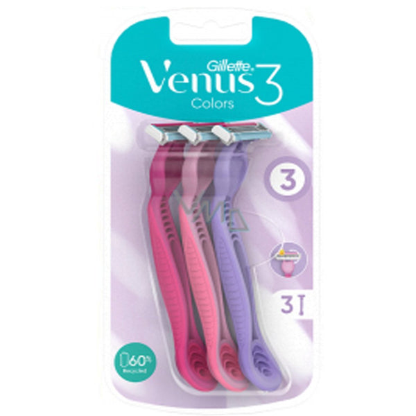 Gillette Venus 3 Colors Disposable Razor For Women, 3 Ct - My Vitamin Store