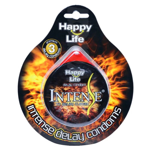 Happy Life Intense Delay Condoms, 3 Ct - My Vitamin Store