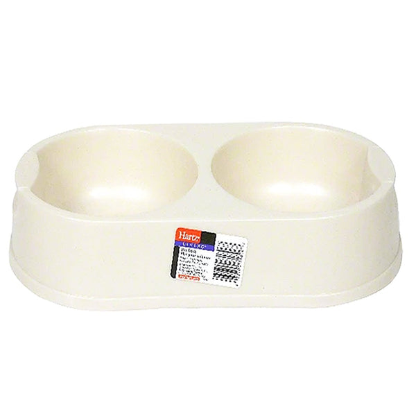 Hartz Double Bowl Pet Dish (Off-White), 1 Ct - My Vitamin Store