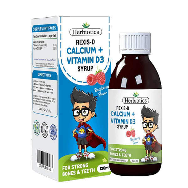 Herbiotics Rexis-D (Calcium + Vitamin D3) Syrup, 120ml - My Vitamin Store
