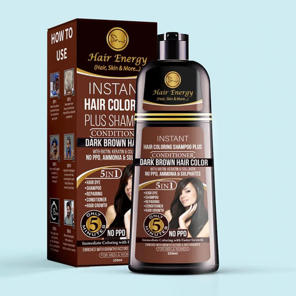Instant Hair Coloring Shampoo Plus Conditioner (Dark Brown Color) - Hair Energy - My Vitamin Store