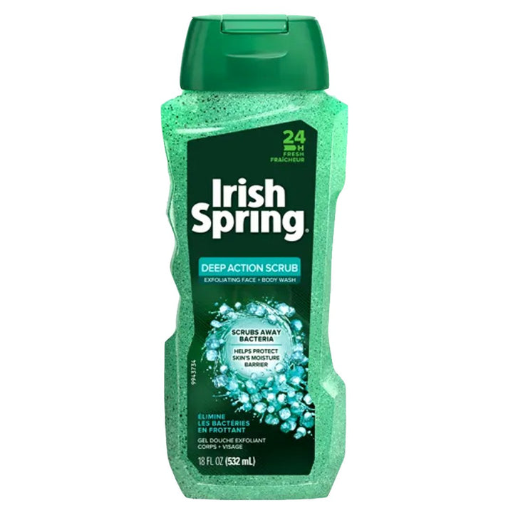 Irish Spring Deep Action Scrub Exfoliating Moisturizing Face + Body Wash, 532ml - My Vitamin Store