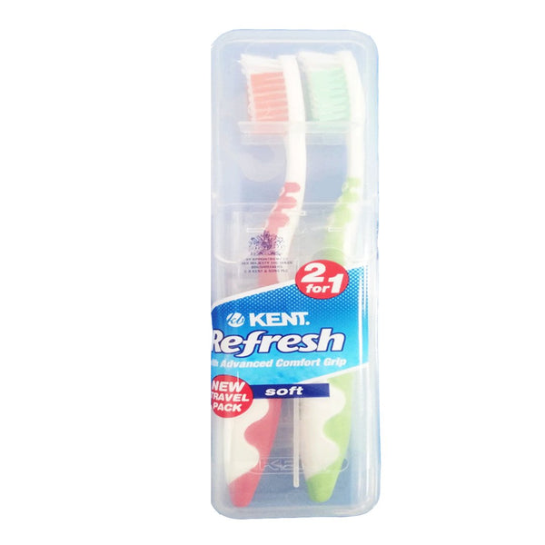 Kent Refresh Soft Toothbrush Travel Pack, 2 Ct - My Vitamin Store