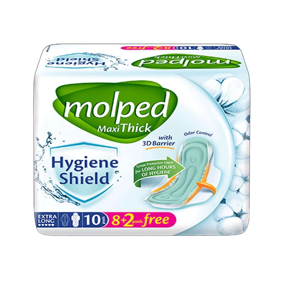 Molped Maxi Thick (Extra Long) With 3D Barrier, 10 Ct - My Vitamin Store