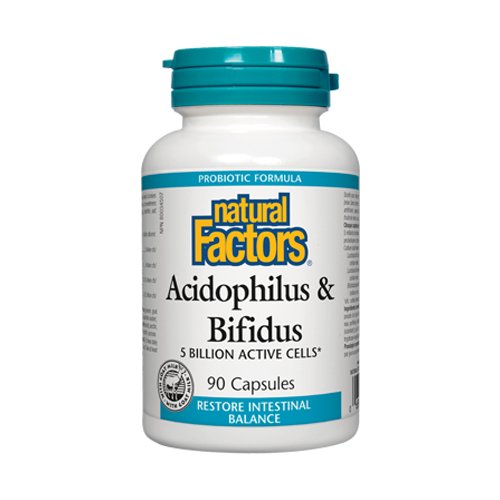Natural Factors Acidophilus & Bifidus (Probiotic) 5 Billion Active Cells, 90 Ct - My Vitamin Store