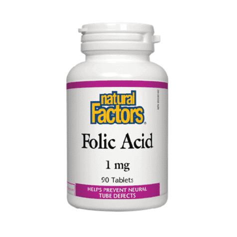 Natural Factors Folic Acid 1000mcg (1mg), 90 Ct - My Vitamin Store