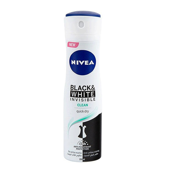 Nivea Black & White Invisible Clean Women Body Spray, 150ml - My Vitamin Store
