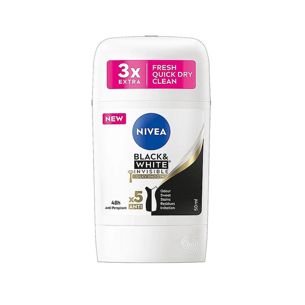 Nivea Black & White Invisible Silky Smooth Stick, 50ml - My Vitamin Store