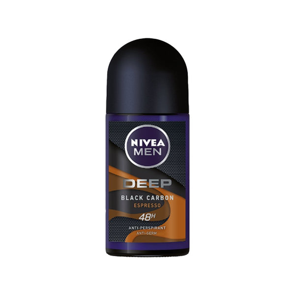Nivea Men Deep Black Carbon Espresso Anti-Perspirant Deodorant Roll-on, 50ml - My Vitamin Store