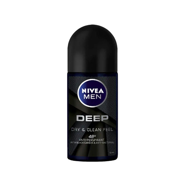 Nivea Men Deep Dry & Clean Feel 48H Anti-Perspirant Deodorant Roll-on, 50ml - My Vitamin Store