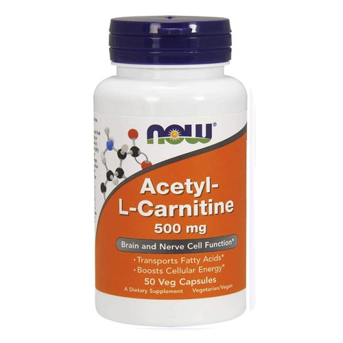 NOW Acetyl-L-Carnitine 500mg, 50 Ct - My Vitamin Store