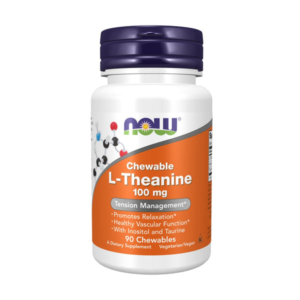 NOW Chewable L-Theanine 100mg, 90 Ct - My Vitamin Store