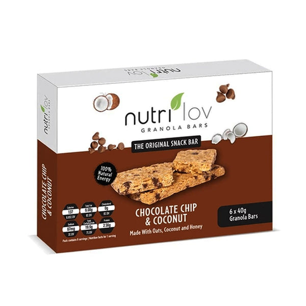 Nutrilov Chocolate Chip & Coconut Granola Bar, 6 Ct - My Vitamin Store
