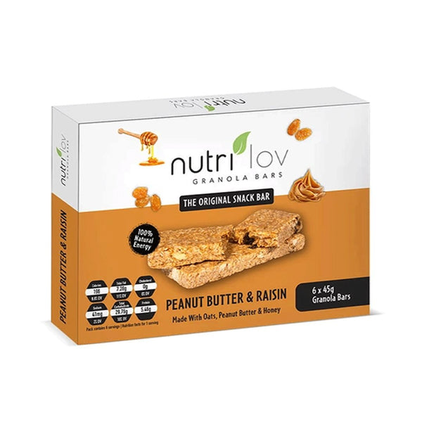 Nutrilov Peanut Butter & Raisin Granola Bar, 6 Ct - My Vitamin Store