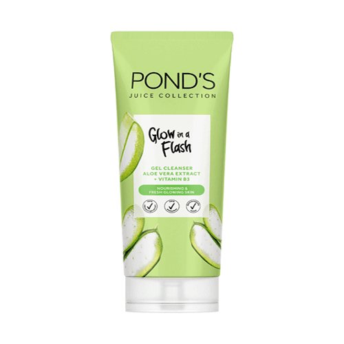 Pond's Glow in a Flash Gel Cleanser Aloe Vera Extract + Vitamin B3, 90g - My Vitamin Store