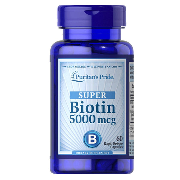 Puritan's Pride Super Biotin Capsules 5000 mcg, 60 Ct - My Vitamin Store