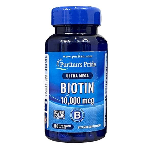 Puritan's Pride Ultra Mega Biotin 10000 mcg, 100 Ct - My Vitamin Store