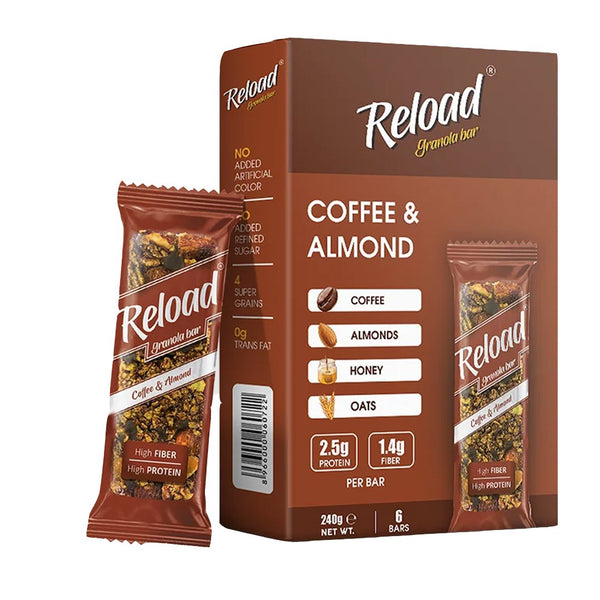 Reload Coffee & Almond Granola Bar 40g, 6 Ct - My Vitamin Store