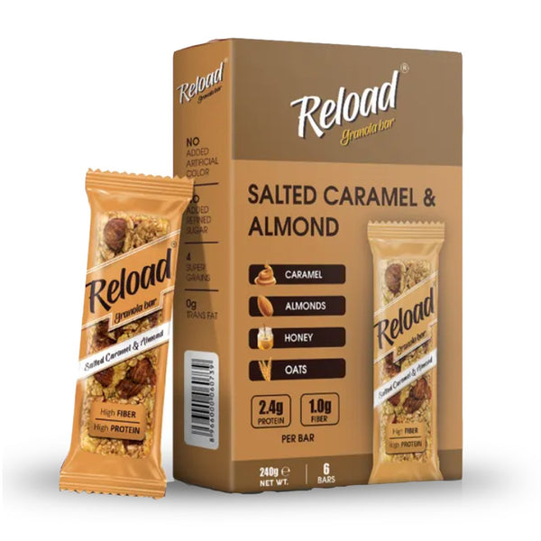 Reload Salted Caramel & Almond Granola Bar 40g, 6 Ct - My Vitamin Store