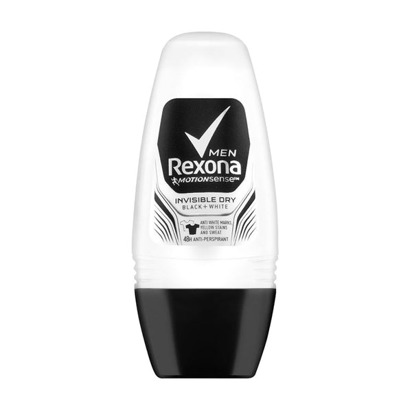 Rexona Men Invisible Dry Black + White 48H Anti-Perspirant Deodorant Roll-on, 50ml - My Vitamin Store