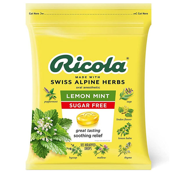 Ricola Lemon Mint Sugar Free Drops, 105 Ct - My Vitamin Store
