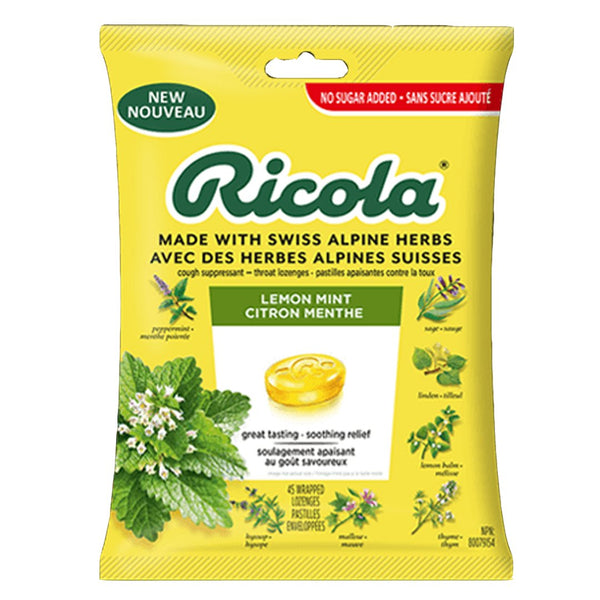 Ricola Lemon Mint Sugar Free Drops, 45 Ct - My Vitamin Store