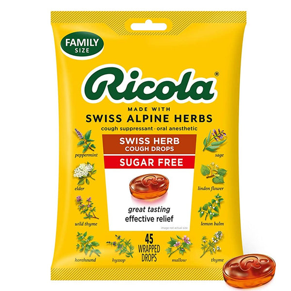 Ricola Swiss Herb Sugar Free Cough Drops, 45 Ct - My Vitamin Store