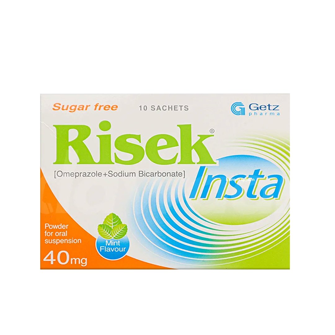 Risek Insta (Omeprazole) Sachet 40mg, 10 Ct by Getz Pharma Online in ...