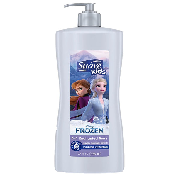 Suave Kids 3-in-1 Shampoo + Conditioner + Body Wash, Disney Frozen, Enchanted Berry, 828ml - My Vitamin Store