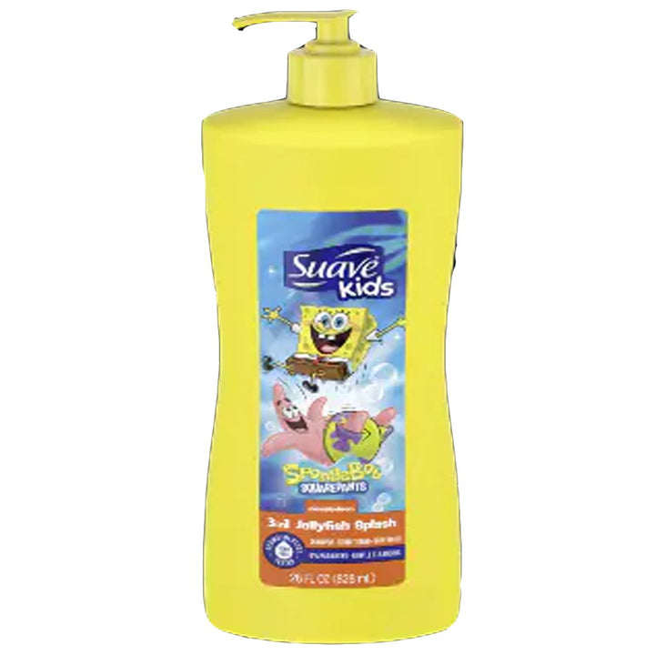Suave Kids 3-in-1 Shampoo + Conditioner + Body Wash, SpongeBob Squarepants, Jellyfish Splash, 828ml - My Vitamin Store