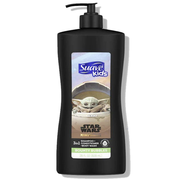 Suave Kids 3-in-1 Shampoo + Conditioner + Body Wash, Star Wars, Mandalorian, Bounty Bubbles, 828ml - My Vitamin Store