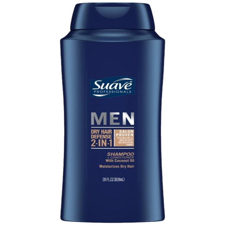 Suave Men Dry Hair Defense 2 in 1 Shampoo + Conditioner with Coconut Oil, 828ml - My Vitamin Store
