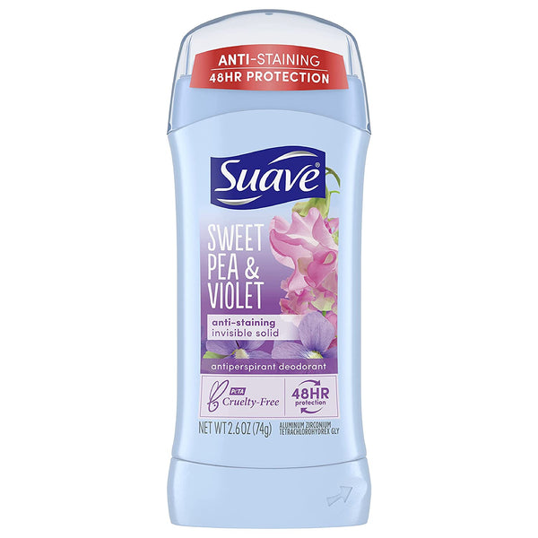 Suave Sweet Pea & Violet Anti-Staining Invisible Solid Deodorant Stick, 74g - My Vitamin Store