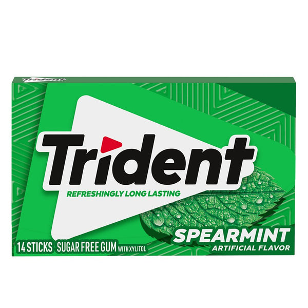 Trident Spearmint Sugar Free Chewing Gum, 14 Ct - My Vitamin Store